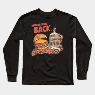 Burger Bites Back Funny Halloween Design (Light, Red Text) Long Sleeve T-Shirt